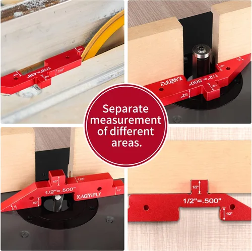 Vista 3 de Barras de configuración de mesa de enrutador, juego de 7 bloques de configuración de aluminio de precisión con medidor de altura para accesorios