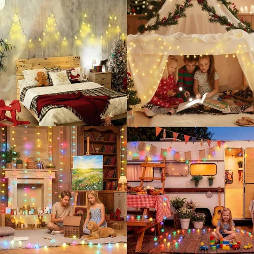 Vista 4 de OMIKA Luces de Cadena de Interior que Cambian de Color con Enchufe USB, 16.5 pies 50 LEDs Luces de Hadas de Globo de Cristal con Control Remoto