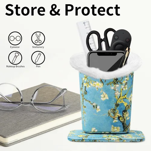 Vista 4 de Face Shadow Plush Lined Eyeglass Holder Stand with Magnetic Base Anti-scratch Protective Glasses Holder Case for Nightstand