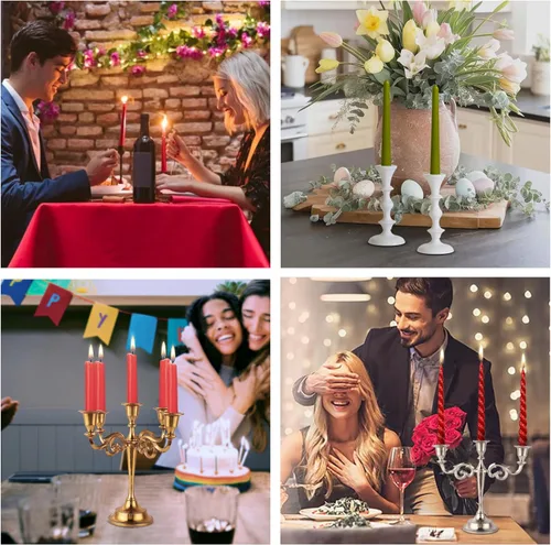 Vista 6 de Rely+ Candelabro de 3 brazos con portavelas cónicos para decoración de interiores, cocina, mesa, velas, candelabro para centro de mesa