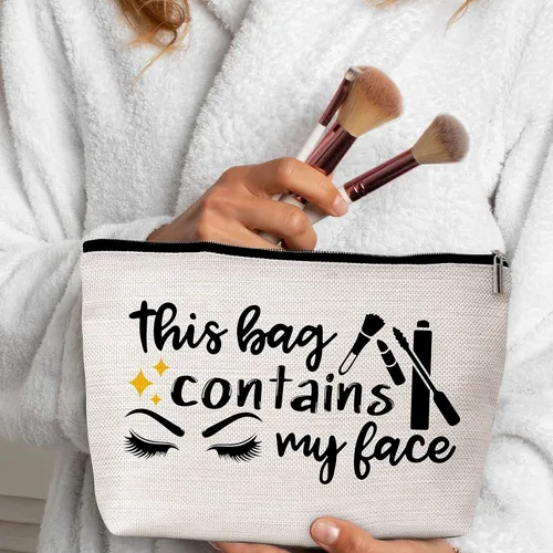 Vista 4 de GREOXG Bolsa de maquillaje divertida, Esta bolsa contiene mi cara-1