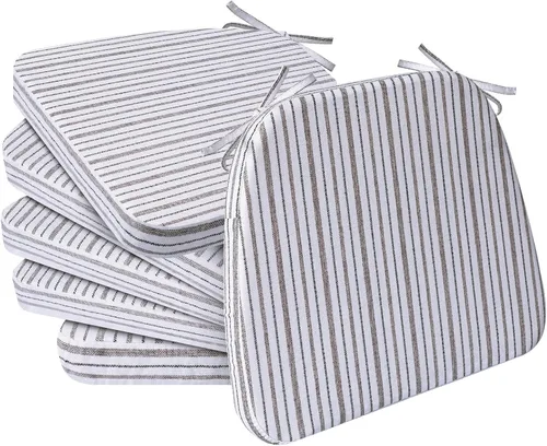 Vista 133 de AAAAAcessories - Cojines para silla en forma de D, 2" de espesor, almohadillas para sillas de comedor con lazos y removibles, cubierta lavable a