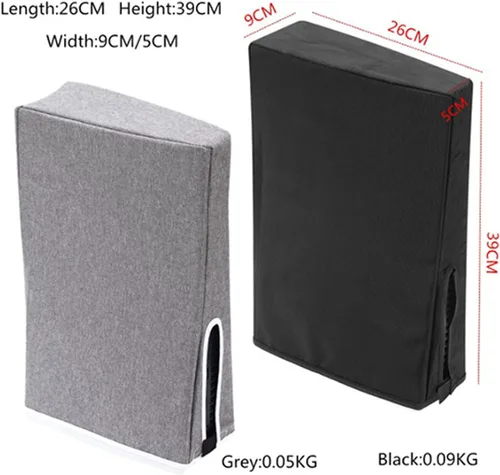 Vista 6 de Cubierta antipolvo para PS5, protector de polvo vertical de tela Oxford para consola digital PS5 y para consola PS5 CD ROM (negro)