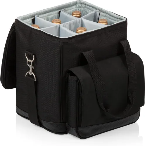 PICNIC TIME Cellar - Bolsa transportadora de vino y enfriador de 6 botellas, bolsa térmica acolchada aislada para viajes, bolsa portátil resistente