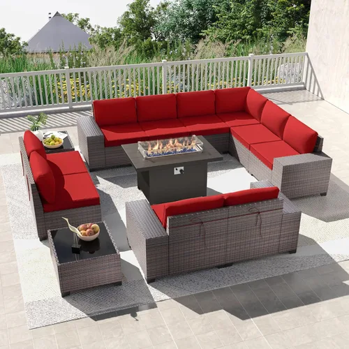 Vista 73 de Kullavik - Juego de muebles para exterior de 6 piezas con sofá modular de ratán de polietileno, color negro