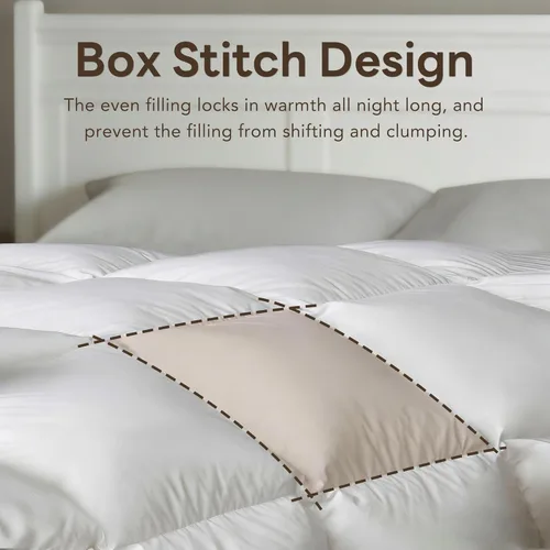 Vista 3 de Edredones de fibra de plumón de ganso tamaño individual, relleno de edredón blanco extra esponjoso, ultra suave, transpirable, sin ruido, para todas