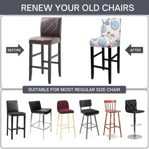 Vista 6 de SearchI Juego de 2 fundas para taburetes de bar, fundas de asiento de taburete elásticas y lavables, fundas para sillas de altura de mostrador