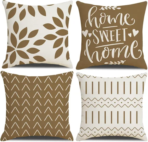 Vista 17 de Homefeelzydys Fundas de almohada de 16 x 16 pulgadas, fundas de almohada cuadradas de 16 x 16 pulgadas, juego de 4 fundas de almohada cuadradas