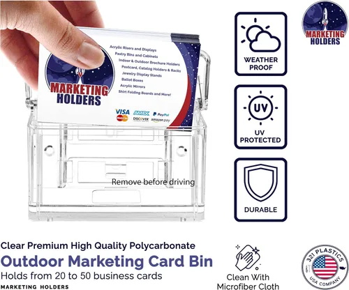 Vista 7 de Marketing Holders Tarjetero para tarjetas de visita al aire libre, tapa transparente con capacidad para tarjetas de 3.5 x 2 pulgadas, caja