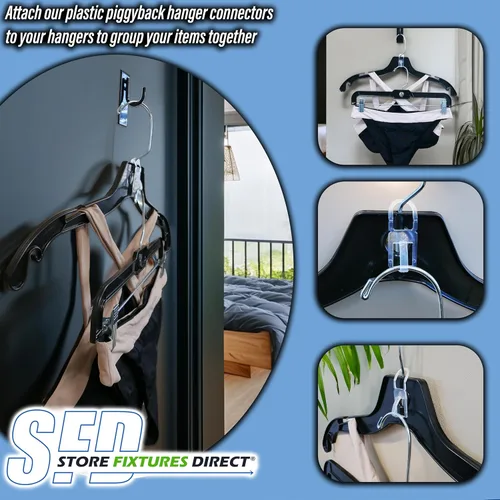 Vista 4 de Conectores de plástico para colgar ropa, combinadores/carpinteros para colgar ropa, paquete de 100