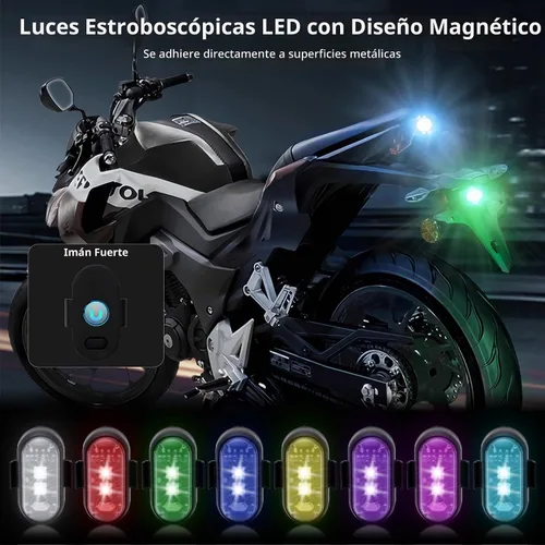 Vista 3 de LECART 4 luces estroboscópicas LED magnéticas con control remoto, 8 colores, inalámbricas, anticolisión, luces estroboscópicas de emergencia