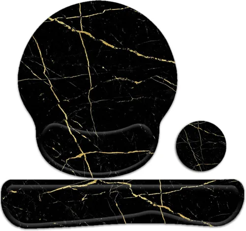 Vista 20 de Reposamuñecas para teclado y alfombrilla para ratón, alfombrilla ergonómica de espuma viscoelástica para ratón con soporte de muñeca, antideslizante