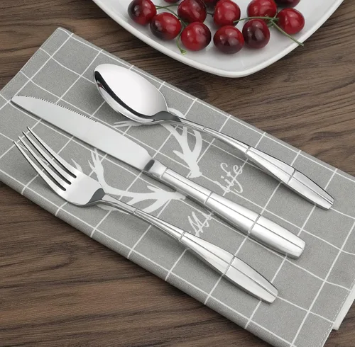 Vista 7 de Juego de cubiertos de 60 piezas, cubiertos de acero inoxidable, servicio para 12