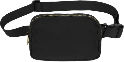 Vista 12 de VOROLO Riñonera para mujeres y hombres, bolsa cruzada, bolsa de cinturón con correa ajustable, Negro, Talla única