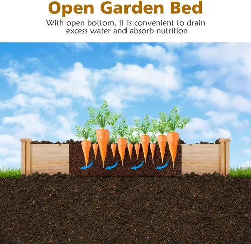 Vista 5 de S AFSTAR Cama de jardín elevada de madera, kit de jardinera divisible, cama elevada para plantar flores al aire libre, macetas sobre el suelo