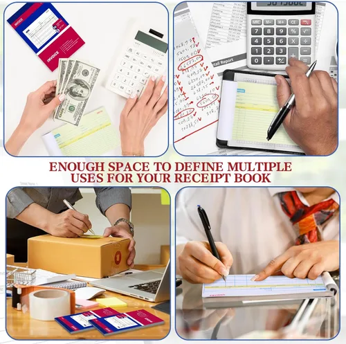 Vista 7 de 2 Paquetes de Libros de Facturas para Pequeñas Empresas de 2 Partes sin Carbón, 5-1/8"x7-29/32" Libro de Recibos para Pequeñas Empresas, Libro