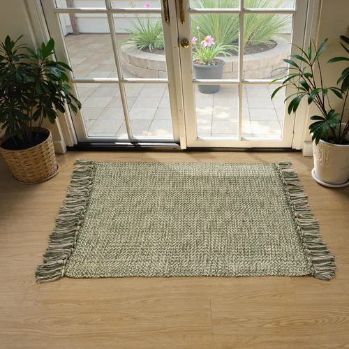 Vista 75 de Collive Alfombra de Baño Negra, 2' x 3' Tejida a Mano Lavable Alfombras Pequeñas de Cocina, Alfombra de Entrada Reversible de Algodón Alfombra