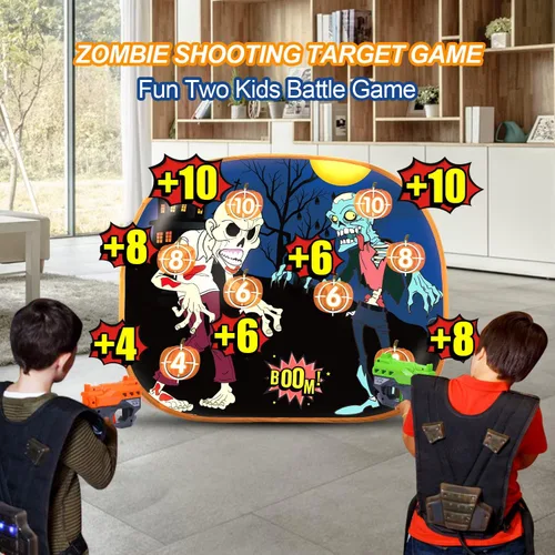 Vista 2 de BananMelonBM Juego de Práctica de Disparo de Zombies, Juguetes de Objetivo de Espuma, Conjuntos de Lanzadardos de Espuma, con 2 Lanzadardos