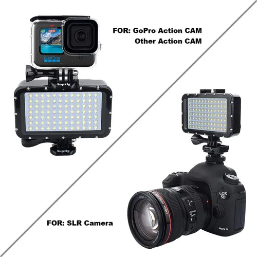 Vista 2 de Suptig Luces subacuáticas 84 LED de alta potencia regulable, impermeable, luz de video LED, impermeable, 164 pies (164.0 ft) para cámaras Gopro