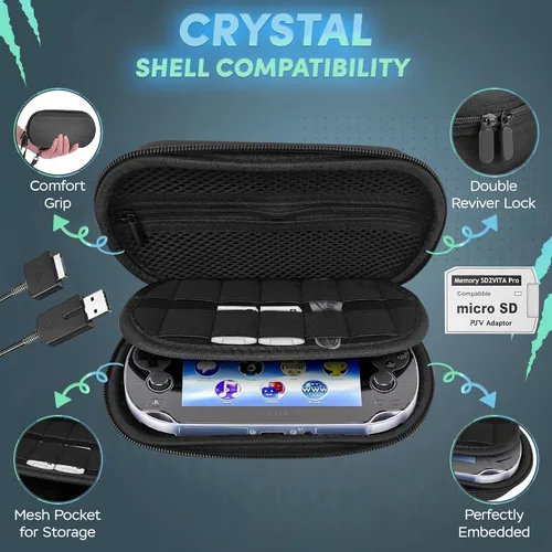 Vista 2 de Skywin Four-in-One Kit For PS Vita Case, Protector, Adapter Charger, and Micro SD Memory Card - Compatible with PS Vita Accessories 1000 2000 3.6