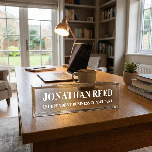 Vista 9 de SignsByLITA - Placa de nombre personalizada de acrílico para escritorio de 2" x 8" - Accesorios de escritorio de oficina Décor