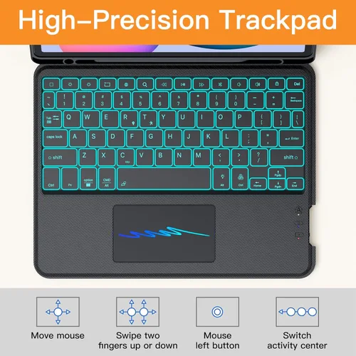 Vista 3 de Trackpad - Funda de teclado para Samsung Galaxy Tab S6 Lite de 10.4 pulgadas 2020/2022/2024, teclado delgado inalámbrico desmontable magnético