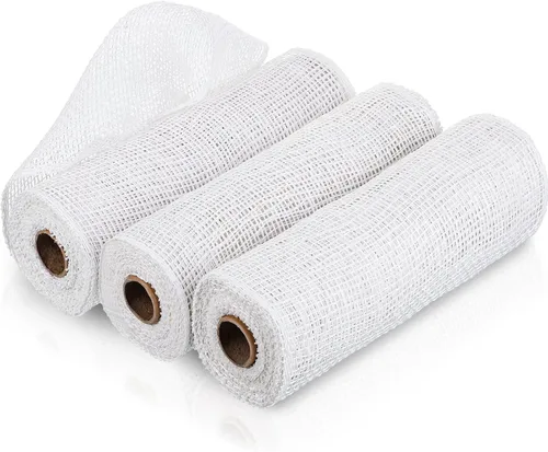 Vista 18 de 3 rollos de malla decorativa de arpillera de poli de 10 pulgadas de ancho, rollos de cinta de malla decorativa de poli para envolver