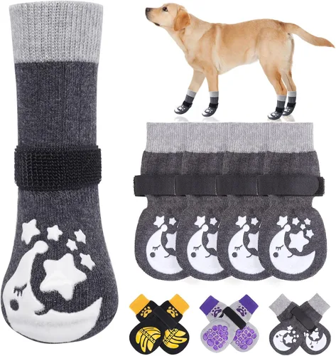 Vista 15 de BEAUTYZOO Calcetines antideslizantes para perros pequeños, medianos y grandes, protector de patas de perro con agarre para suelos de madera dura