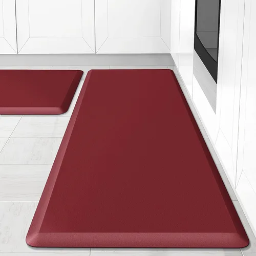 Vista 21 de HappyTrends 2 tapetes de cocina acolchados antifatiga, resistentes y ergonómicos de espuma de pie, impermeables, antideslizantes, para el hogar