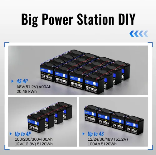 Vista 8 de WattCycle Mini batería de litio LiFePO4 de 12 V 100 Ah, BCI Group 24 Mini baterías, BMS de 100 A y protección a baja temperatura, batería de hasta