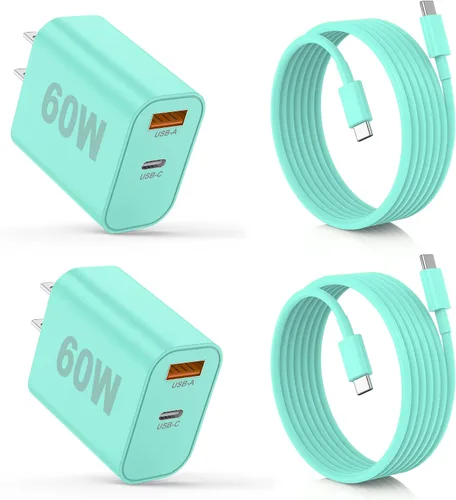 Vista 68 de Cargador para iPhone 17/16/15 Pro/Pro Max, cargador de pared USB-C de doble puerto con PD 40 W y carga rápida QC 20 W, cable USB-C de 10 pies
