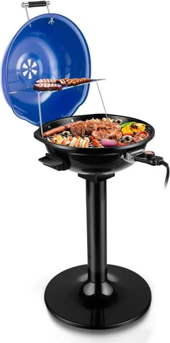 Electric Grill, Techwood Indoor/Outdoor Electric BBQ Grill, 1600W Portable Removable Stand Grill with Adjustable Heat & Drip Tray, Double Layer