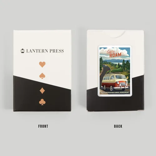 Vista 8 de Lantern Press Muir Woods National Monument, California, Camper Van, Off to Roam, 52 Playing Cards for Adults, Poker Size Card Deck