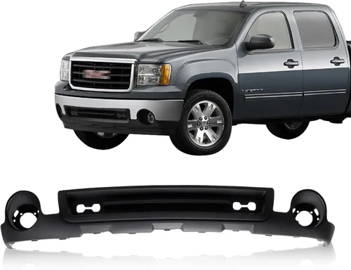 CarPartsDepot Deflector de parachoques delantero inferior cenefa con agujero de lámpara antiniebla compatible con GMC Sierra 1500 15131299 GM1015100