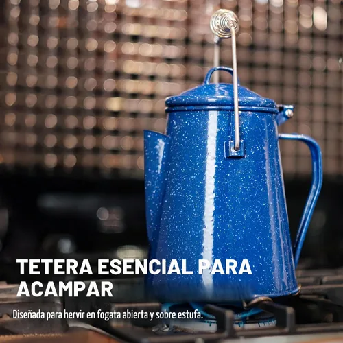 Vista 9 de COLETTI Hervidor clásico de camping de 60 onzas, tetera de té y campamento, sin aluminio ni plástico, ideal para hervir agua [esmalte negro]