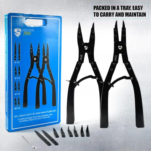 Vista 6 de SMOTIVEPRO Juego de alicates de anillo a presión de 16 pulgadas, juego de 2 alicates de anillo de presión internos y externos, juego de herramientas