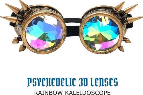 Vista 2 de UMBRELLALABORATORY Gafas de cristal arcoiris caleidoscopio rave gafas steampunk accesorios