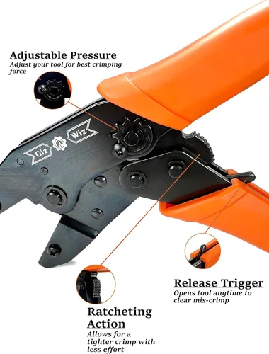 Vista 2 de Herramienta de crimpado de trinquete ligera para terminales de bandera no aislados AWG 22-14 G-L2F1