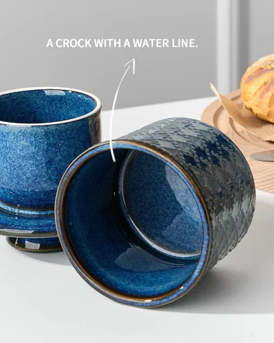 Vista 5 de XELA - Vajilla de mantequilla de cerámica - Plato de mantequilla con tapa para encimera - Mantenga su mantequilla perfectamente untable 24/7 - Con