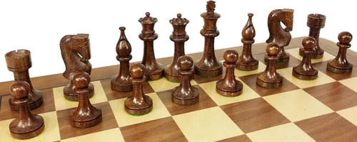 Vista 2 de Double Queens Acacia Staunton Wood Russian Knight Juego de ajedrez para hombre, sin tablero