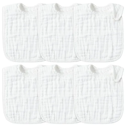 Vista 28 de Zainpe 6 piezas de baberos de algodón de muselina con broches para bebé con patrón de conejo, oso, oveja, pañuelos para babero suaves, absorbentes