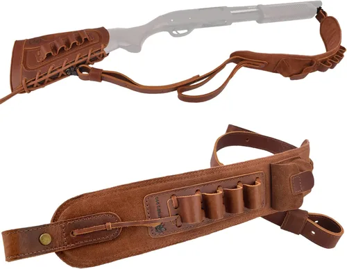 Vista 23 de Soporte de munición de cuero para rifle con asa de asa, correa de cartucho de pistola para 45-70 .30-30 .30-06 .357 .38 .35
