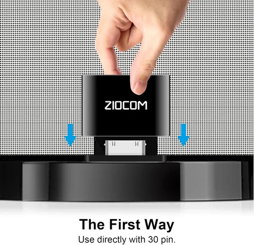 Vista 2 de ZIOCOM 30 Pin Bluetooth Adapter Receiver for Bose iPod iPhone SoundDock and Other 30 pin Dock Speakers with 3.5mm Aux Cable(Not for Car and