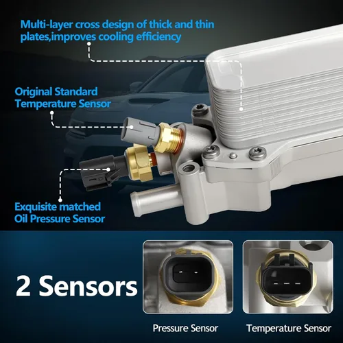 Vista 3 de Carcasa Completa de Enfriador de Aceite de Motor de Aluminio 3.6 Filtro de Aceite Compatible con 2011-2023 Charger Challenger Caravan Journey