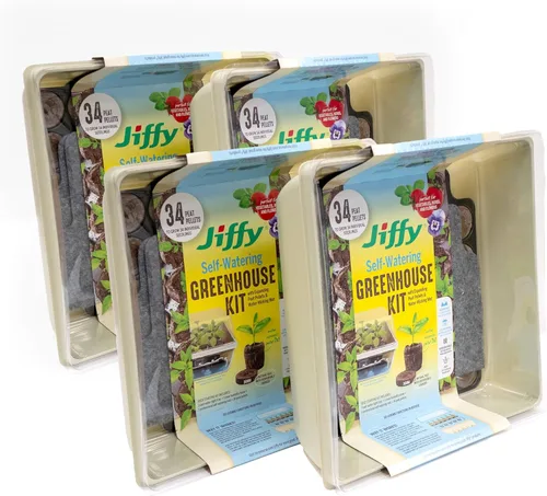 Vista 9 de Jiffy Kit de bandeja de inicio de semillas, autorriego, alta tasa de germinación, bandeja de plántulas, paquete de 2, turba/plástico
