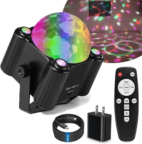 Luces de bola de discoteca: luces estroboscópicas LED de 7 colores activadas por sonido con control remoto para fiestas, karaoke, bar, habitación,