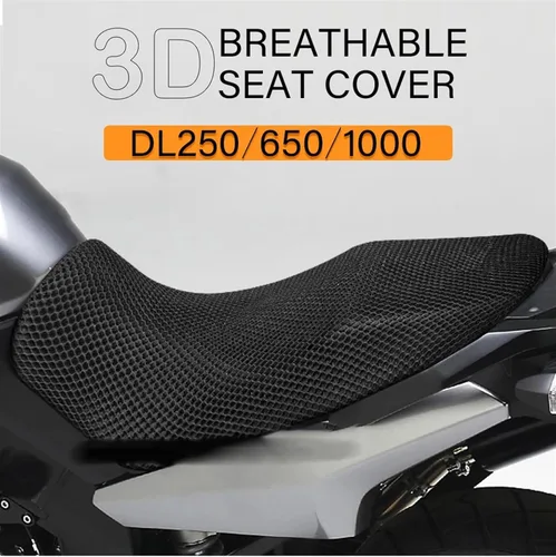 Vista 4 de Juego de asiento para motocicleta 3D, impermeable, transpirable, funda de asiento acolchada para Suzuki V-Strom VStrom DL650 DL1000 DL250 DL 650