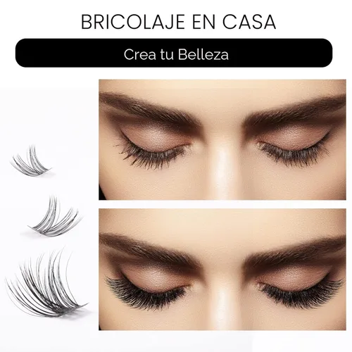 Vista 5 de Extensiones de pestañas en racimo, 72 racimos de pestañas individuales, extensiones de pestañas postizas, kit de extensión de pestañas para colocar