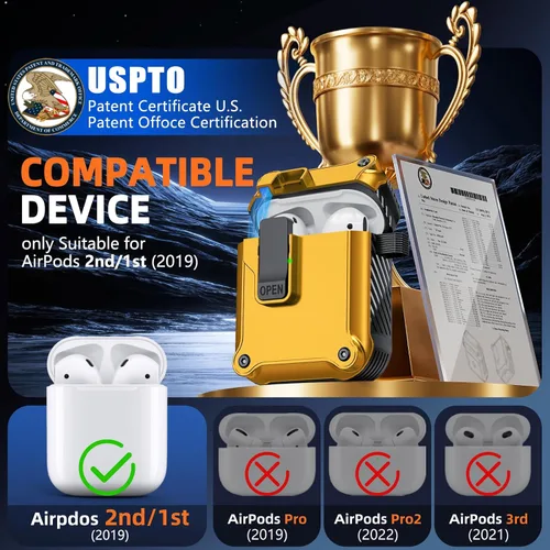 Vista 2 de Pohgelan Compatible con Funda para AirPods 2ª/1ª Generación, Bloqueo Automático Magnético con Kit de Limpieza, Compatible con Funda Magsafe