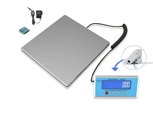 Vista 4 de Báscula de envío de 440 libras con alta precisión, báscula postal de acero inoxidable resistente con sujeción/tara, báscula de envío digital